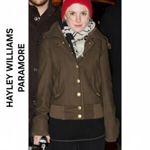 Y2K ASO HAYLEY WILLIAMS Paramore Olive Green Wool Bomber Jacket M
